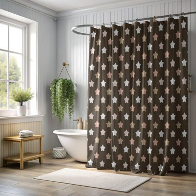 Rose Taupe Grid - Premium Shower Curtain