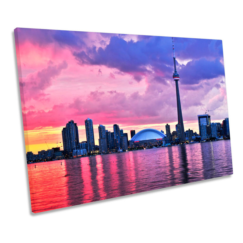 Toronto Skyline City Sunset Canada - Wrapped Canvas Print, 81.3cm H x 121.9cm W x 4cm D