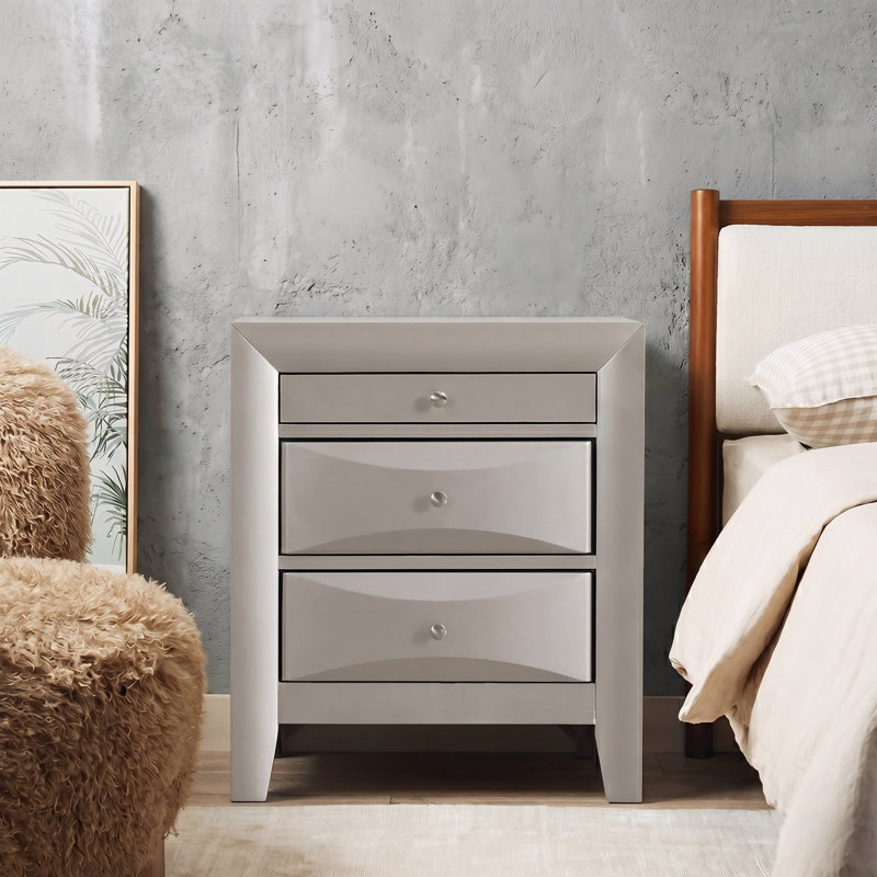 Loviisa Silver Champagne Nightstand Set Of 2, Silver Champagne