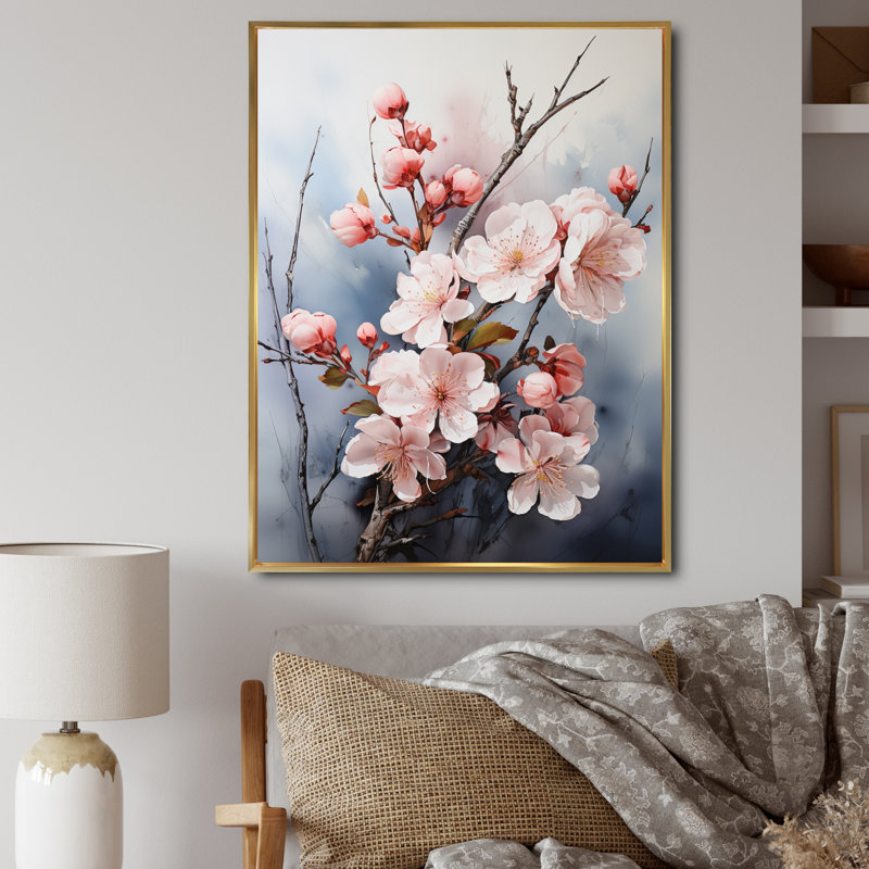 «Vittore Pink Blossoms Ethereal Delicacy I», reproduction, H 20 po x l 12 po x P 1 po, Cadre flottant doré