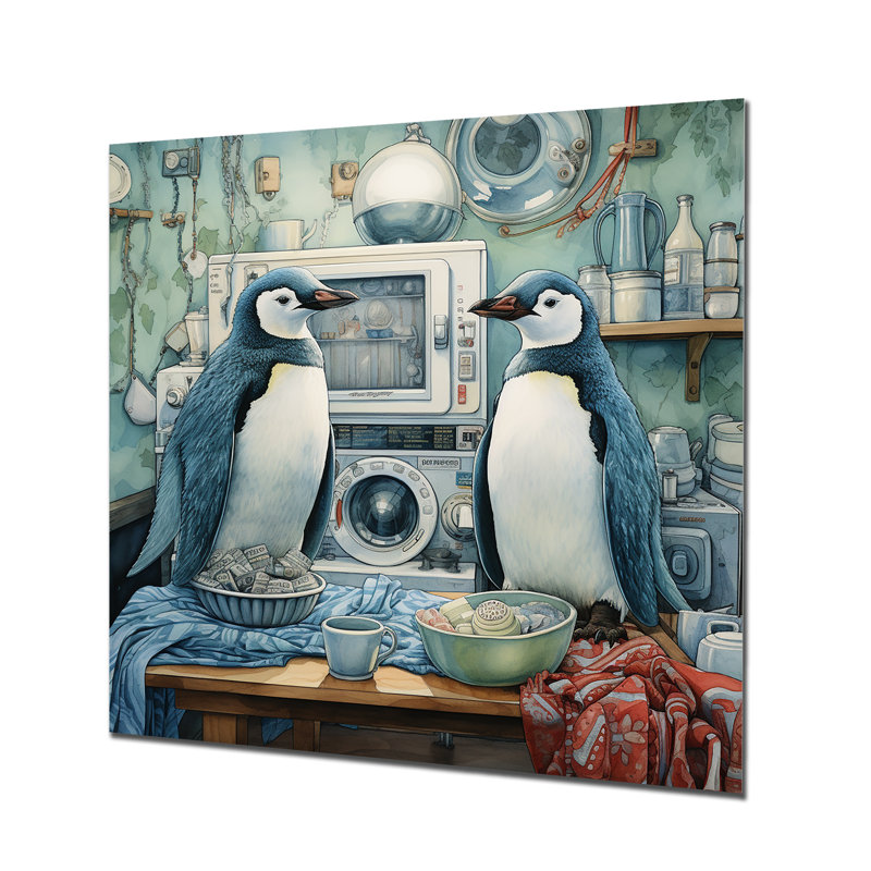 Chilly Penguins Laundry Room III - Art mural en métal Laundry, H 16 po x l 16 po