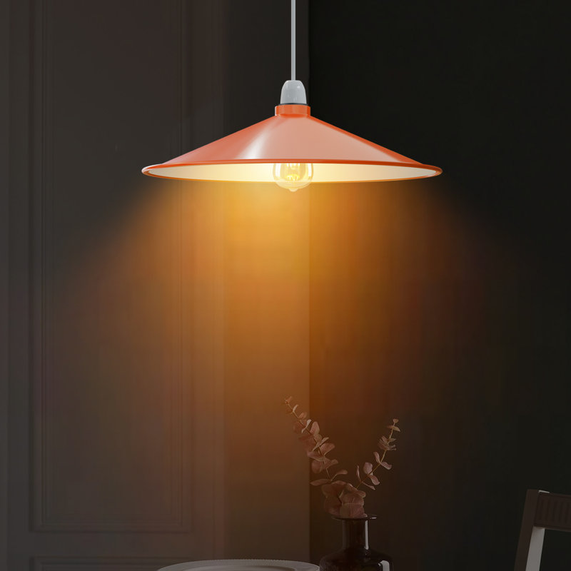 40cm Metal Cone Lamp Shade, Orange