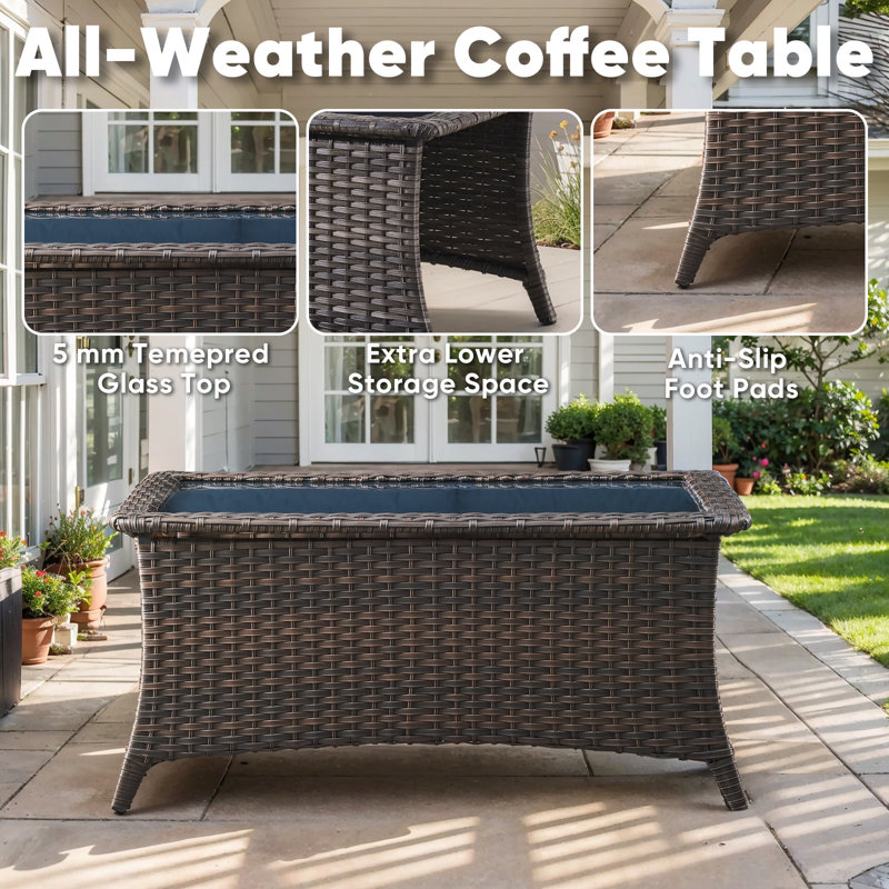 Carolina 4-Person Square Outdoor Conversation Set With Loveseat And Swivel Glide Chair, Beige