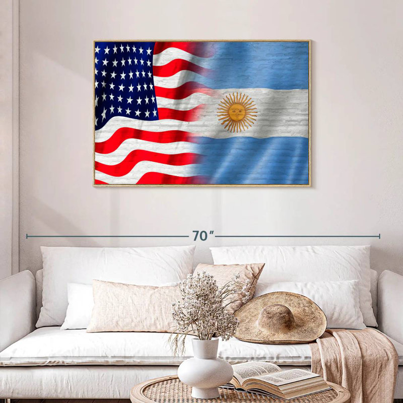 États-Unis et l'Argentine Molesley, Cadre flottant en bois naturel, 43 po x 29 po