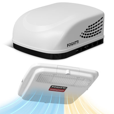 Fogatti Rv Air Conditioner 15000 Btu With Ptc Heating, All-in-one Unit Rv Rooftop Ac, Air Distribution Box & Remote Controller Included, Rv Ac, Instarcool Series White