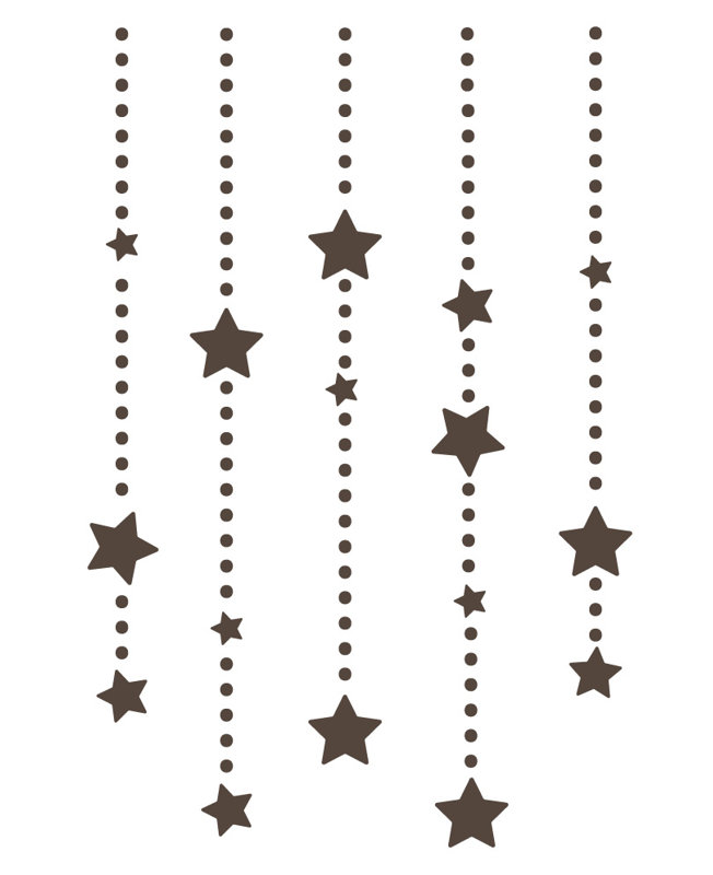 Décalcomanie murale étoile éléments suspendus, H 36 po x l 24 po x P 0,01 po, Brun