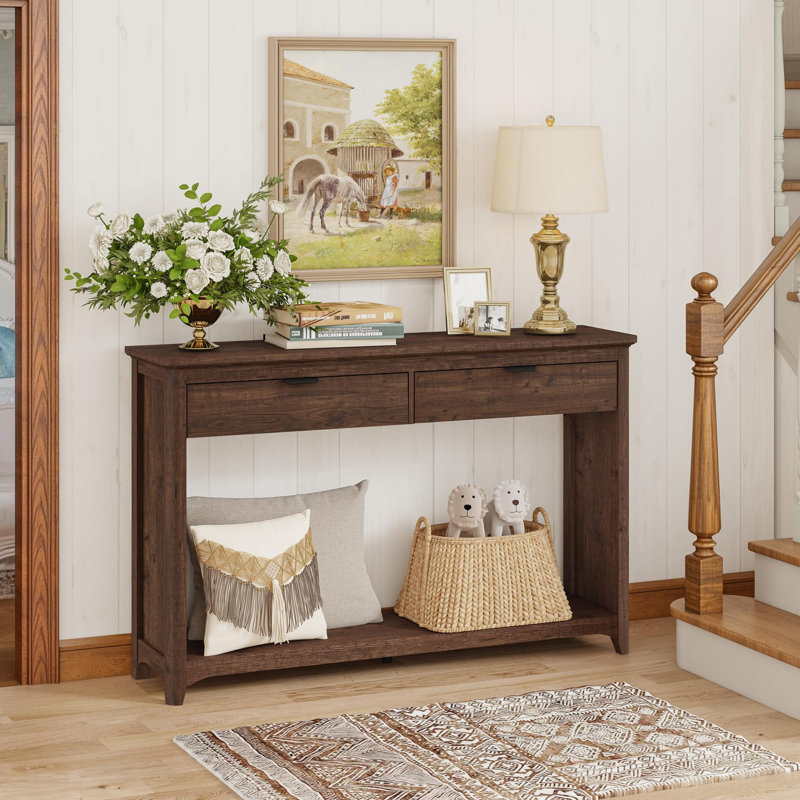Console avec 2 tiroirs, Chêne rustique