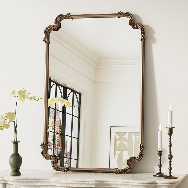 Iron Rectangle Mirror, 36" x 24", Antique Gold