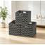 Bac de rangement pliable en tissu avec poignées et conception imprimée, 13 x 13 x 13 pouces, paquet de 3, noir