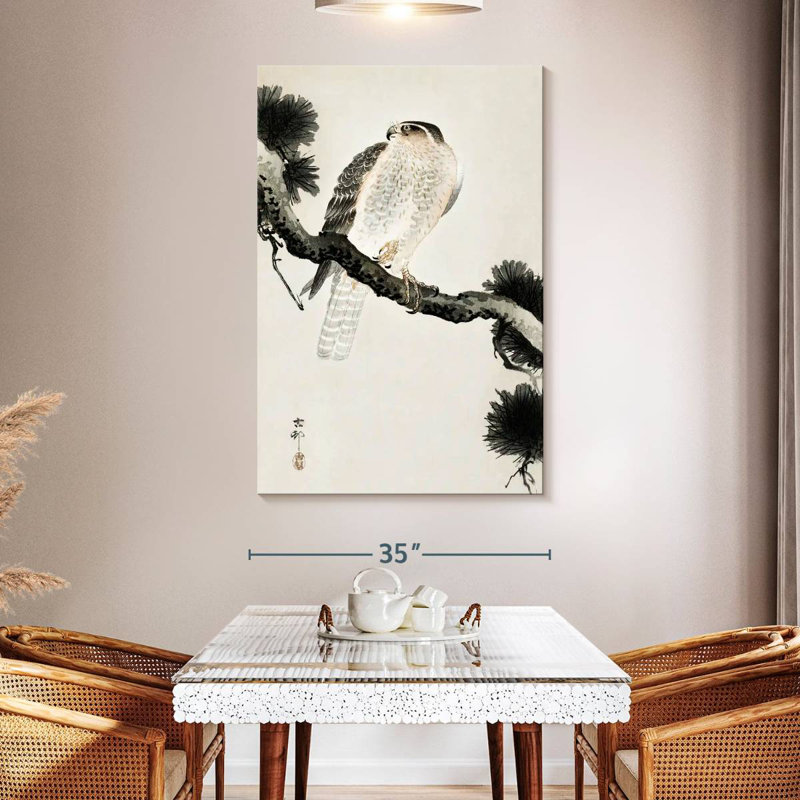 Brampt Hawk On Pine Branch, 51" H x 34" W