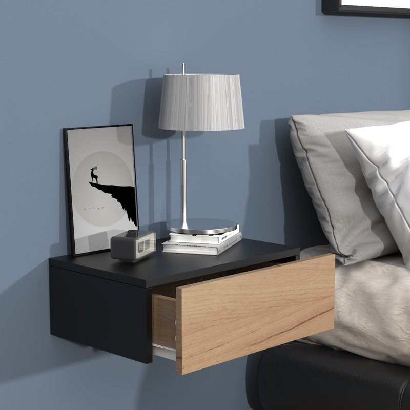 Satender Manufactured Wood Bedside Table, 15cm H x 45cm W x 30cm D, Black