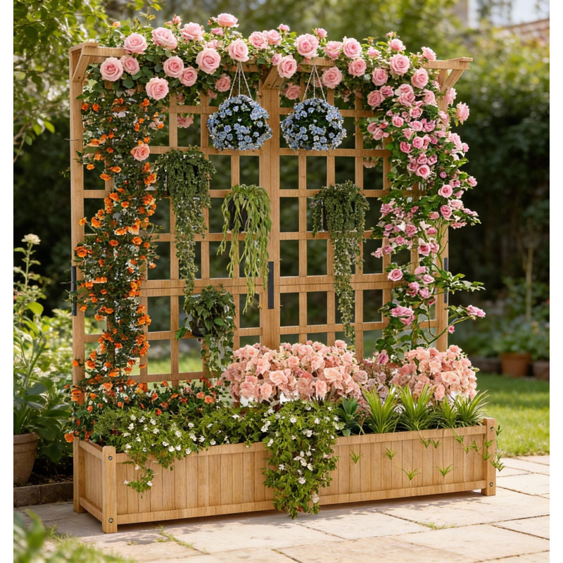1.4Ft Deep Planter Box, With Trellis & Roof