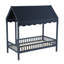 Finition bleu marine lit plateforme simple lit à baldaquin en tissu, ensemble de meubles de chambre à coucher en bois moderne 1pc-277386294