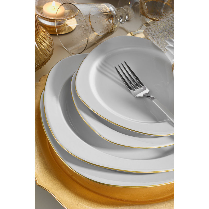 Kamra Porcelain China Dinnerware Set 24 Piece - Service for 6