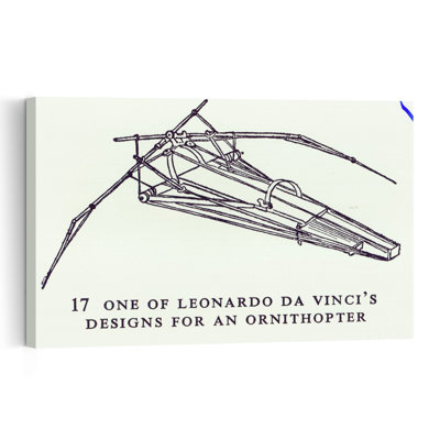 One Of Leonardo Da Vinci Designs For An Ornithopter, Copy Of A Diagram From Manuscript B, 1488-89 Contemporary Wall Art Print