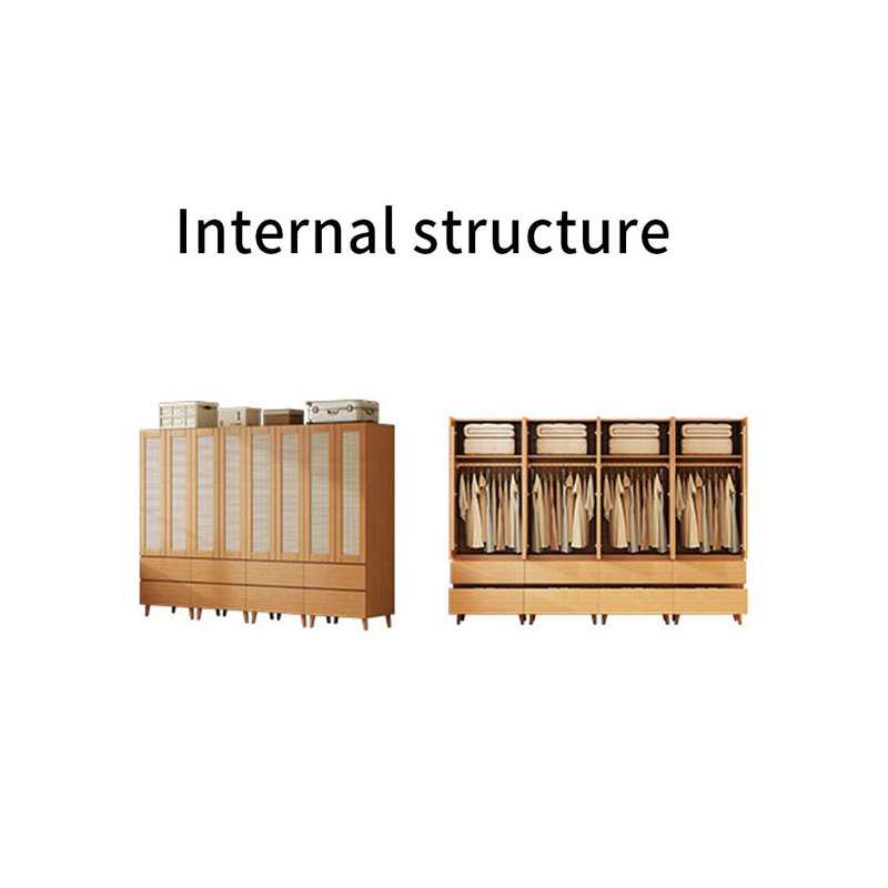 Rattan And Solid Wood Wardrobe