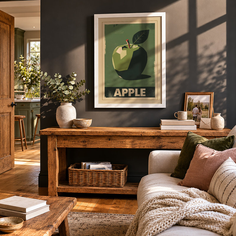 Geometric Apple Study Art Deco - Print, A1 - 84.1 x 59.4 cm, White