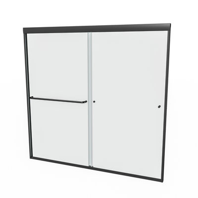 Moderne 56 po - 60 po X 58 po Porte de baignoire coulissante traditionnelle semi-sans cadre (6 mm) Verre transparent