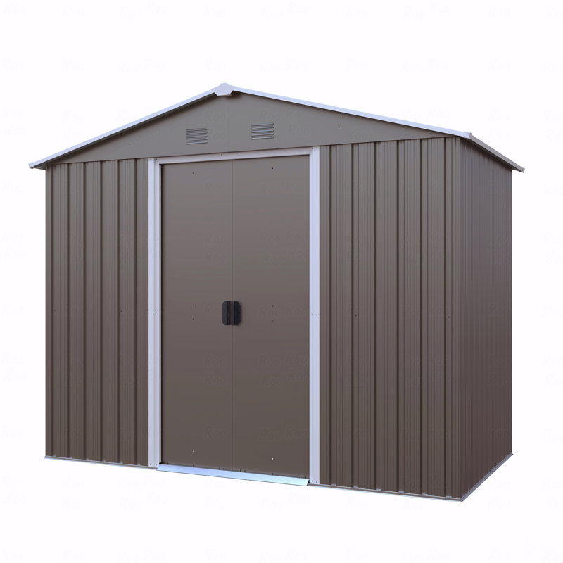 Remise de rangement extérieure en métal 8 pi x 4 pi avec base en métal, H 74,8 po x l 88,98 po x P 46,85 po