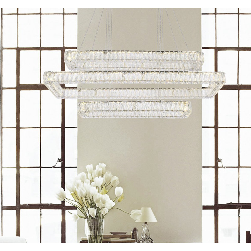 Maart 3 - Light LED Unique/Statement Pendant, Chrome, 80" H x 50" W x 19" D