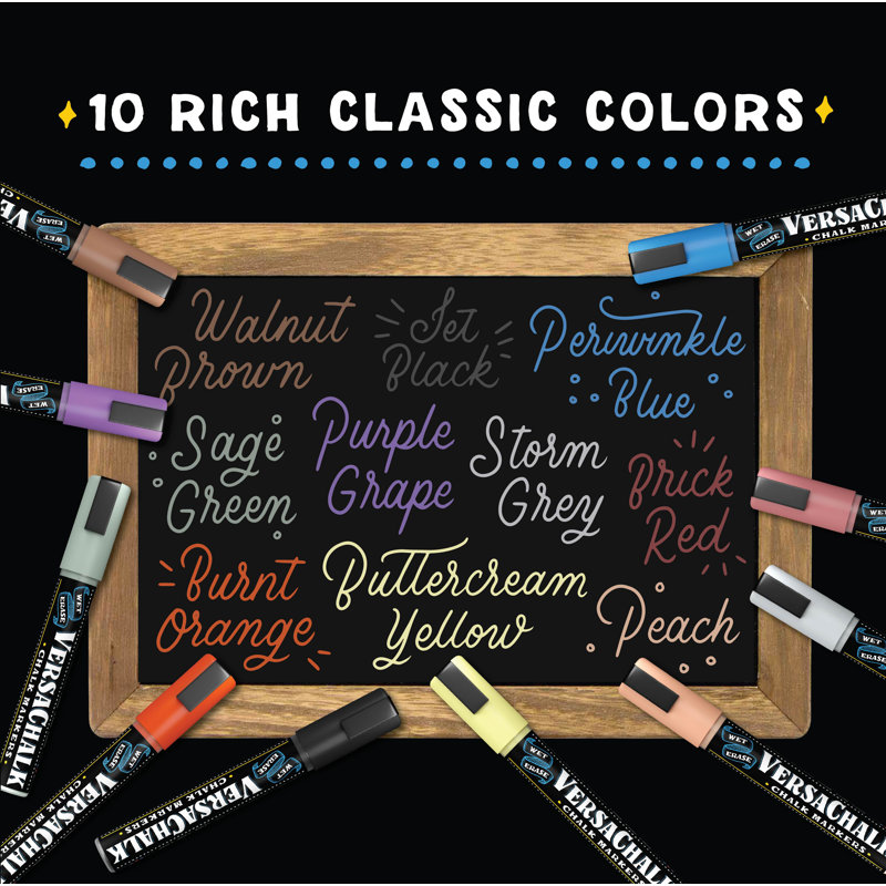 Marqueurs à craie liquide VersaChalk Classic - pointe fine de 3 mm, effaçable à sec