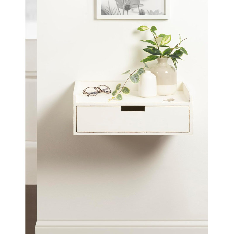 Kitt Modern Floating Shelf With Drawer: Solid Wood, Space-Saving, Wall-Mounted Nightstand