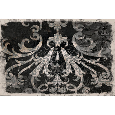 Distressed Damask Mirror 1 Piece Wrapped Canvas Wall Art