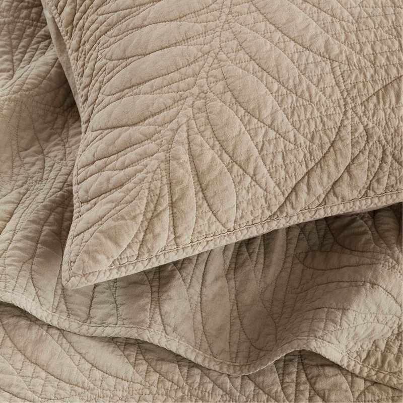 3 Piece Cotton Quilt Set Linen, King Quilt + 2 Shams