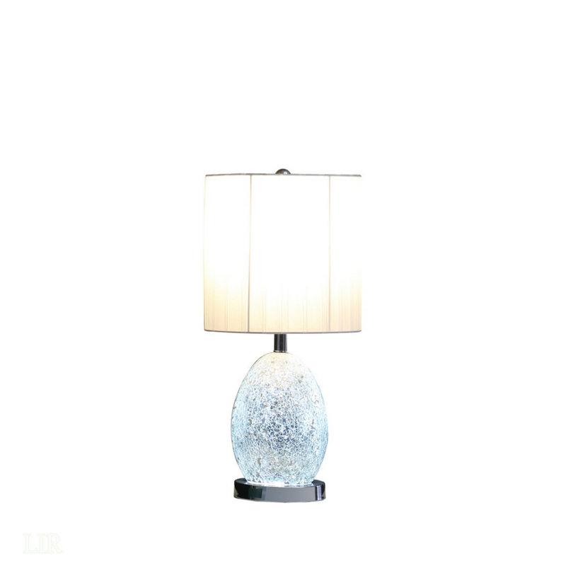 Lampe de table en verre / métal argenté de 20 po avec miroir de nuit Niels, cordon d'argent mesurant L 60,5 po Interrupteur rotatif à 3 voies situé sur la douille d'ampoule, lampe de table