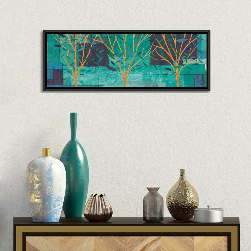 «Watercolor Forest III», impression sur toile tendue, H 12 po x l 36 po x P 1,5 po, Toile avec cadre noir