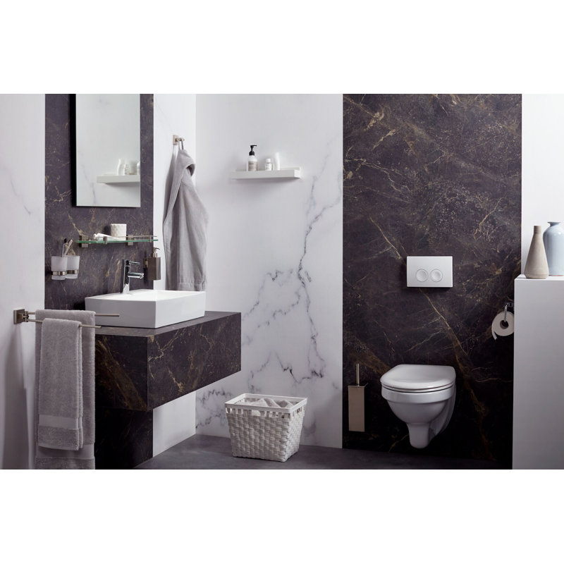 Wall-Mounted Toilet Brush & Holder, Grey