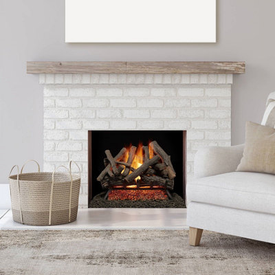 Bluegrass Living Vented Natural Gas or Propane Fireplace Log Set With Remote Control Kit - Driftwood, 55,000 BTU - Model# BVL24-1-RO