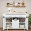 Îlot de cuisine avec abattant, poubelle dissimulée, armoires de rangement, tablettes amovibles, tiroirs, porte-épices, porte-serviettes et roues universelles-298796052