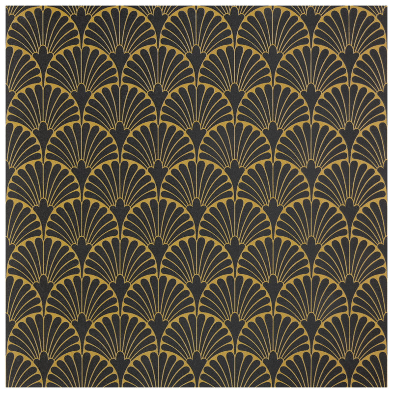 Art Deco Manhattan 12" x 12" Porcelain Patterned Wall & Floor Tile, Black