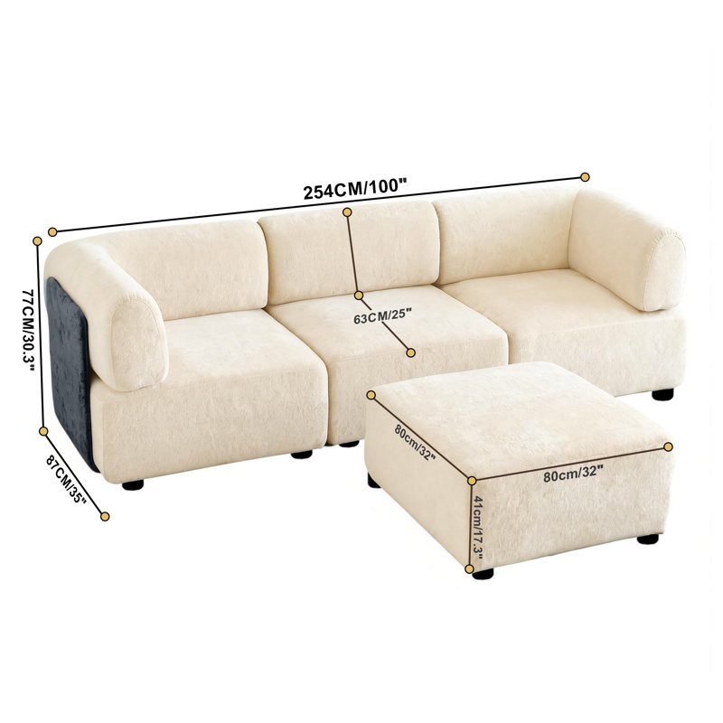 3 Seater Sectional, Beige