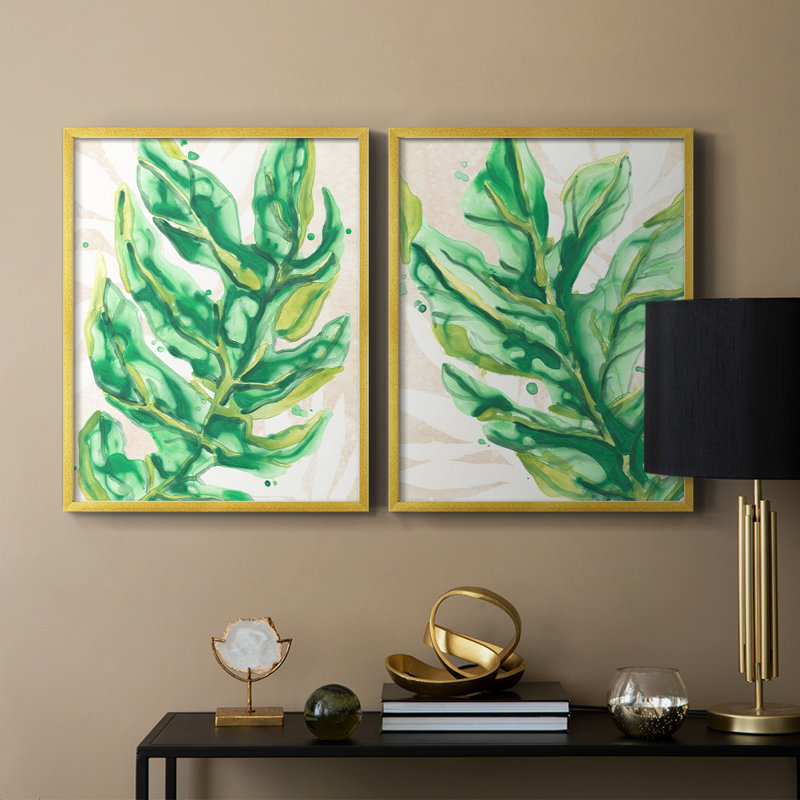 Parchemin Palms III - reproduction encadrée de qualité supérieure - prête à être accrochée - aucun clou requis - aucun clou requis