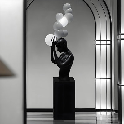 47.24" H Black Abstract Figure Floor Sculpture, Resin Human Statue, Art Decoration for Hotels & Sales Centers