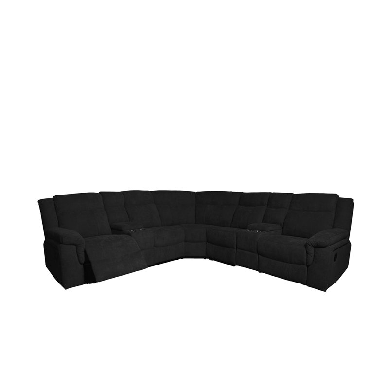Canapé modulaire inclinable cylindrique de 95 po Cylena, Mélange de polyester noir