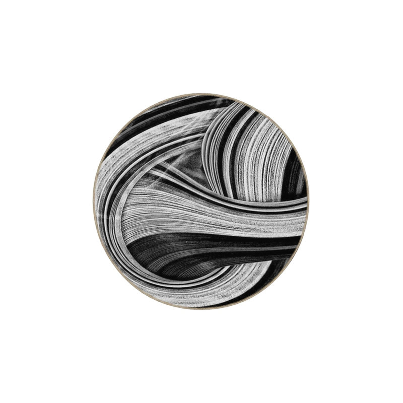 Endless Black And White Rainbow Themed Patterned Woven Base Washable Rug, Round 5'