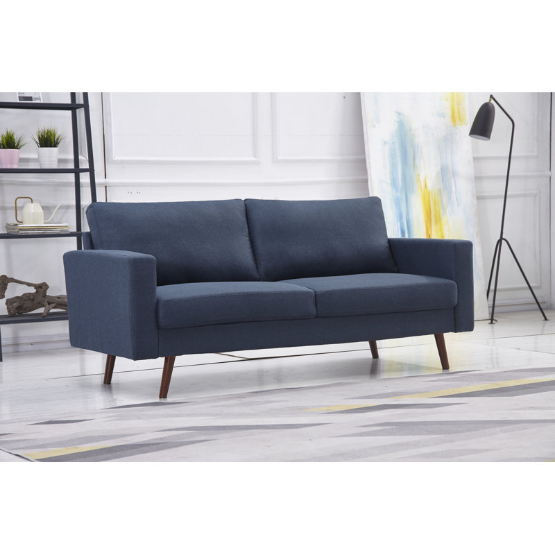 Jaimelynn 71'' Upholstered Sofa, Navy Polyester