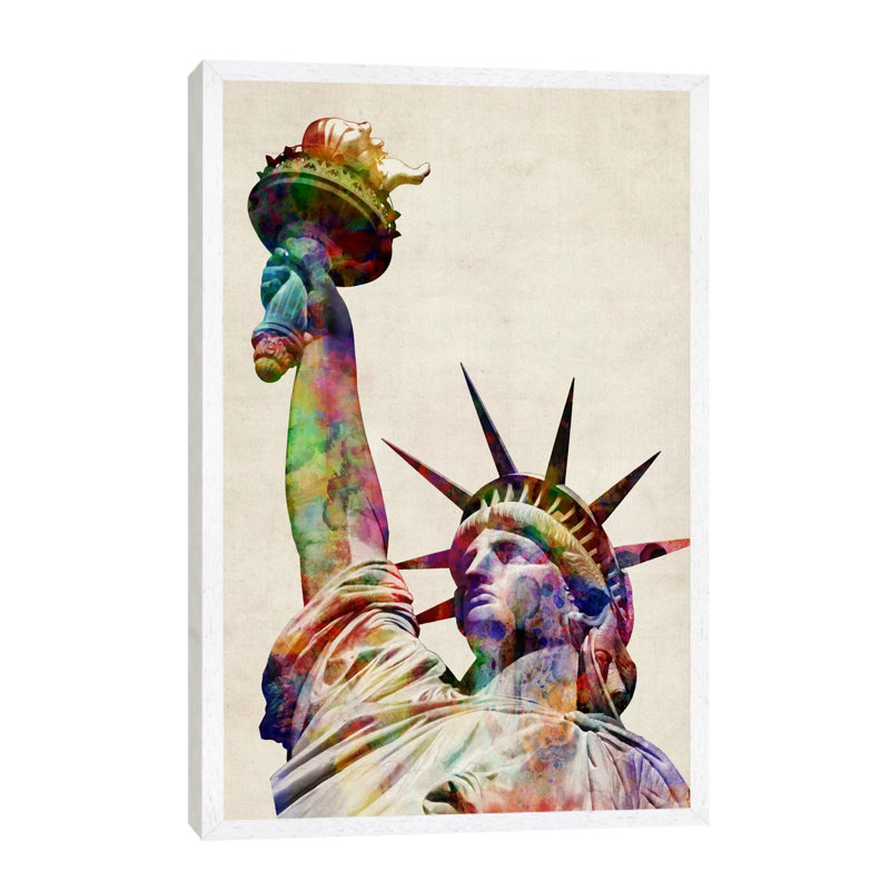 Statue Of Liberty by Michael Tompsett - Floater Frame Print on Canvas, White Framed, 66.04 cm H x 45.72 cm W