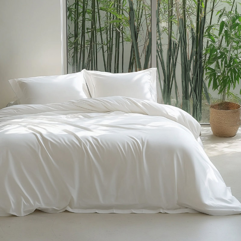 Bedsure Cooling of Rayon Derived from Bamboo, White, King Duvet Cover + 2 Shams
