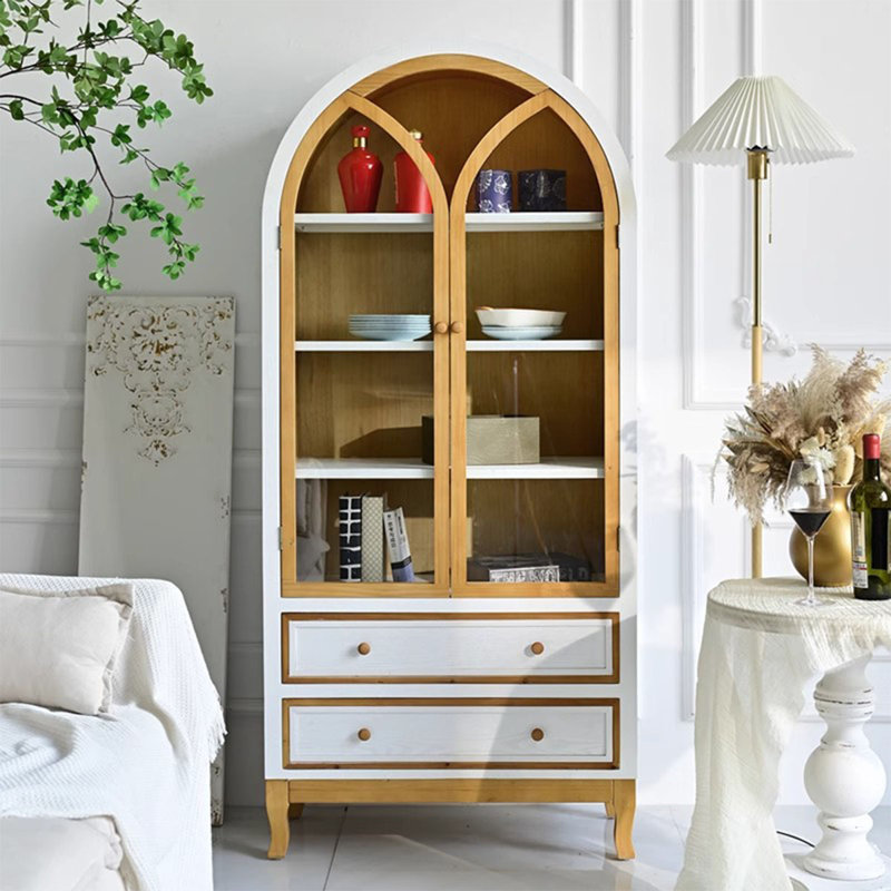 Burlywood Solid Wood Display Cases, White