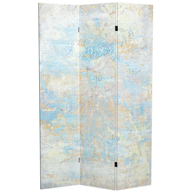 6 Ft. Tall Double Sided Rust Canvas Room Divider, Celestial Clouds
