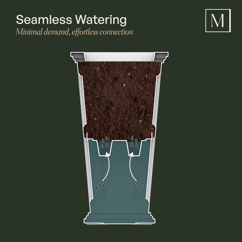 White Tall Resin Outdoor Planter with Self-Watering System