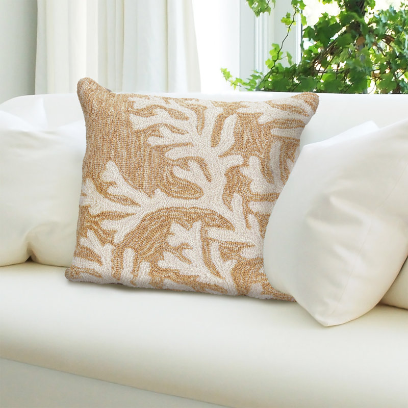  Coral Outdoor Square Pillow Cover & Insert, Neutral