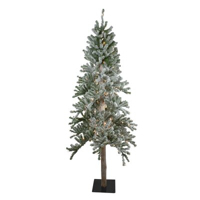 7' Pre-Lit Pencil Flocked Alpine Artificial Christmas Tree - Clear Lights -  Northlight Seasonal, NORTHLIGHT V27443