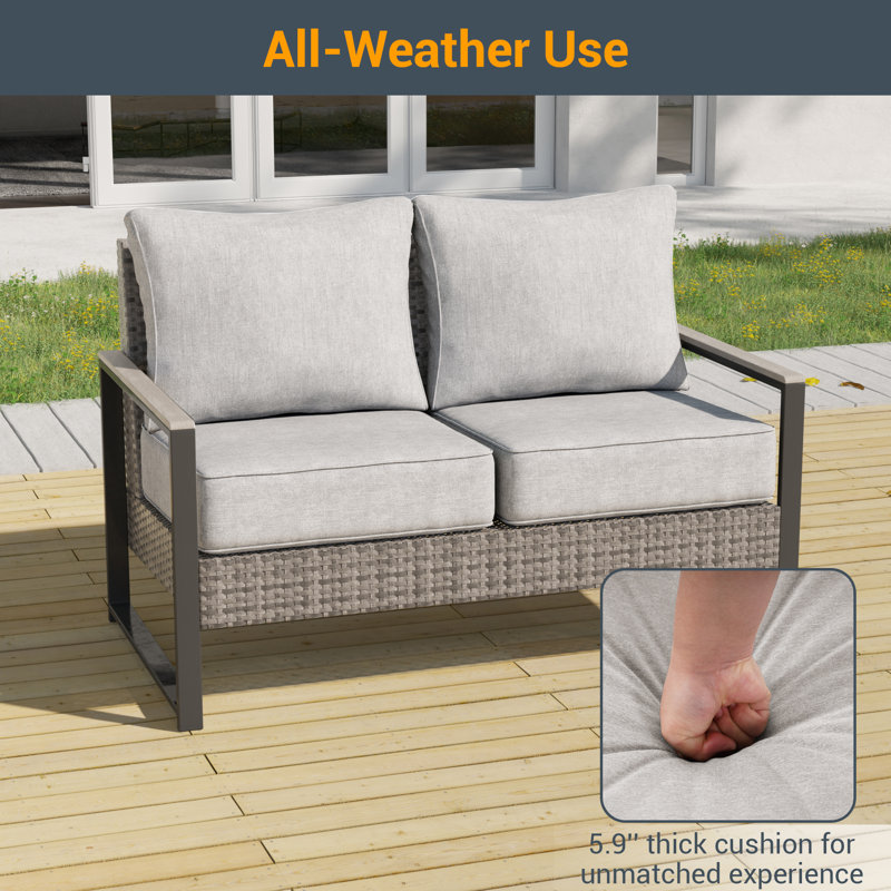 Ensemble bistro pour 2 personnes avec coussins lavables, ensemble de conversation pour meubles d'extérieur toutes saisons, petits meubles de patio pour balcon, terrasse, jardin, piscine, porche