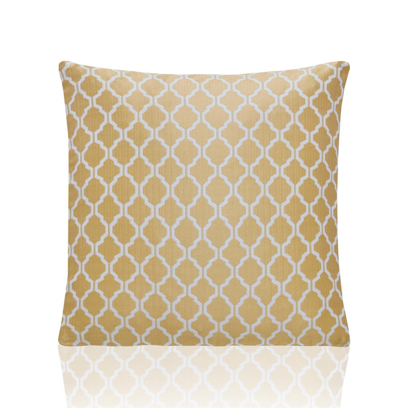 Dareece Geometric Square Throw Cushion, Ochre/White