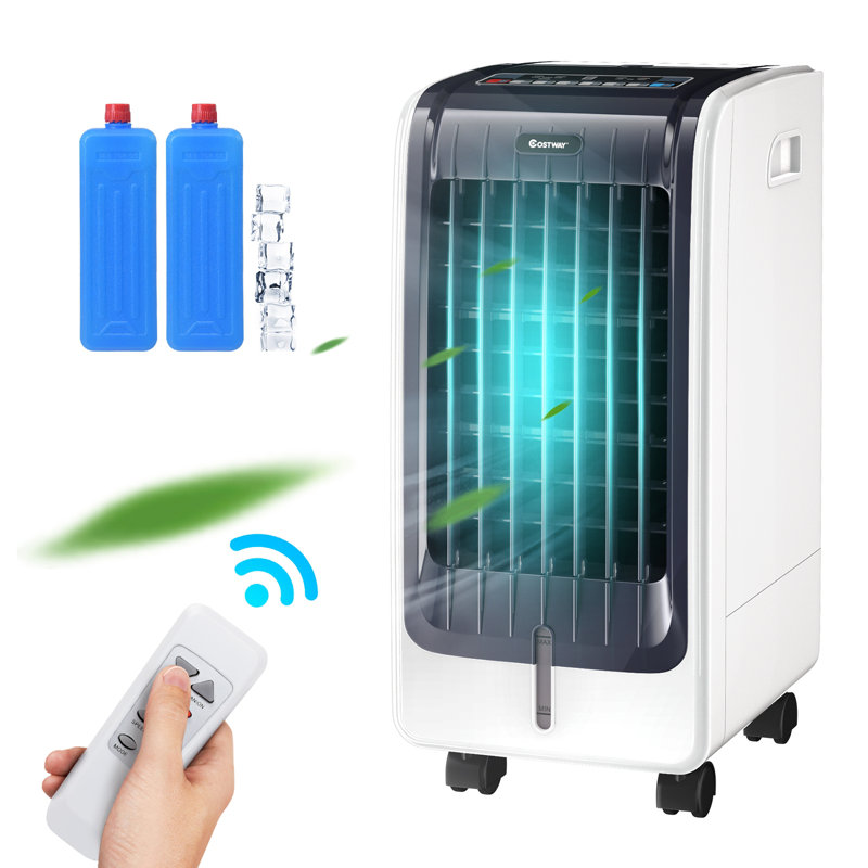 110V Portable Cooling Evaporative Fan with 3-Speed and Timer Function, White